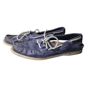 Sperry Top Sider Boat Shoe Blue Leather Coastal Preppy Classic 8.5